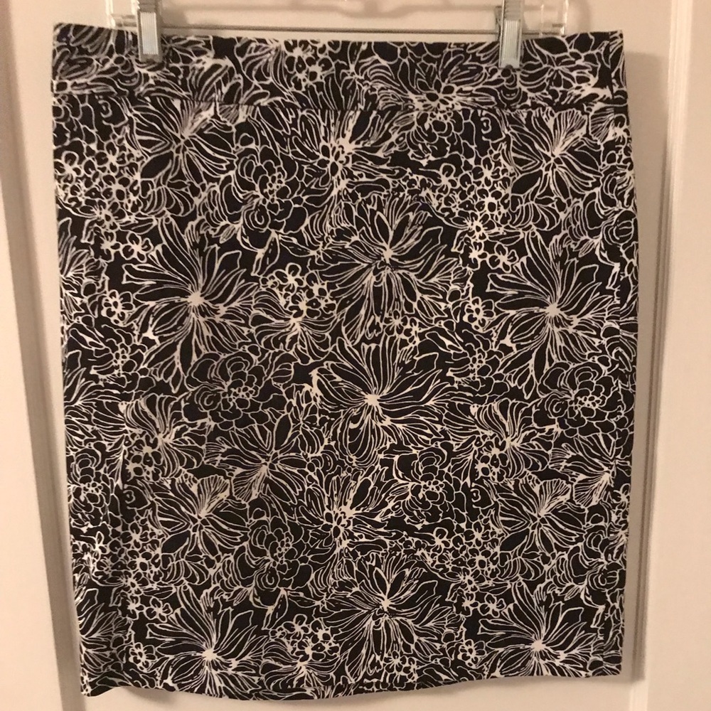 Talbots Black and White Floral Skirt
